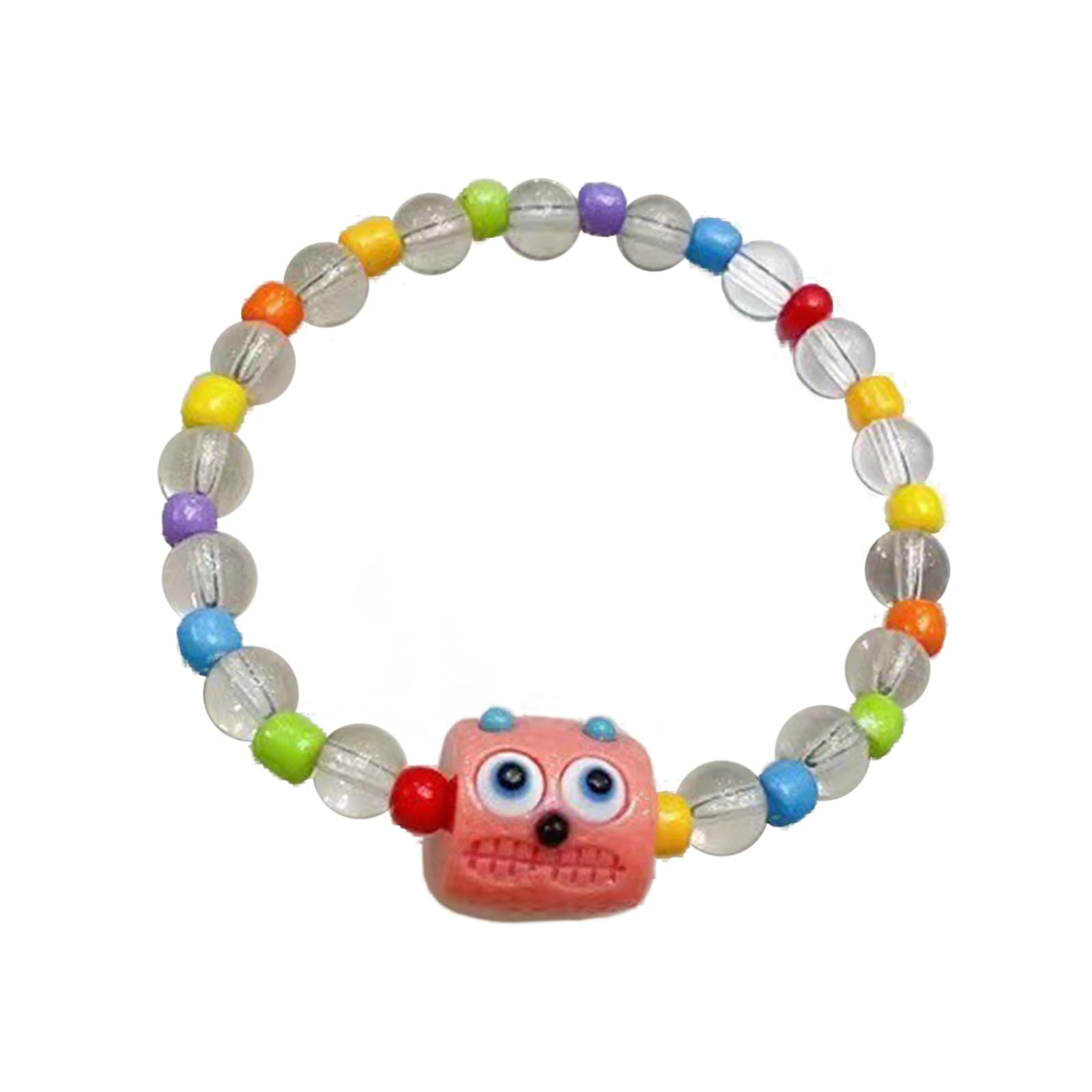 Colorful Beaded Monsters Cute Dopamine Beaded Hanschain Bracelets Jewelry for Women Monsters Pendant Wristband Dopamine Beaded Hanschain Bracelets