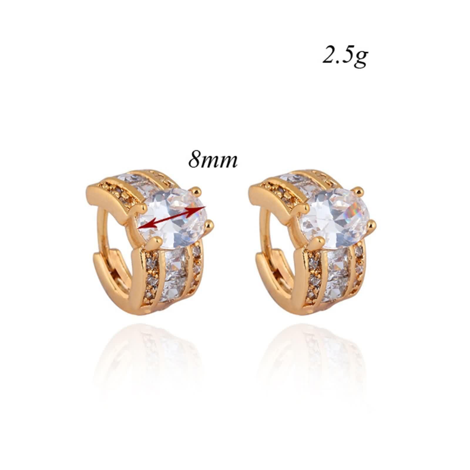 Pendientes Mujer Boda Oro 18 K Moissanita Blanca Ovalada Elegante Joyería Pendiente Aro