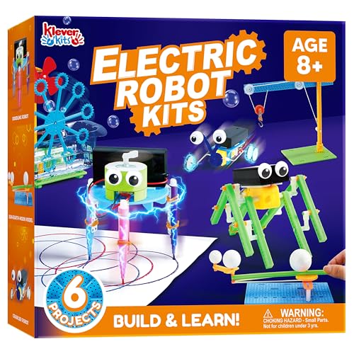 Klever Kits 6 in 1 Electric Robot Kits, Make Your Own Stem Toys for Ages 8-13, Stem Activities Educational Science Kits for Boys and Girls Birthday Gifts