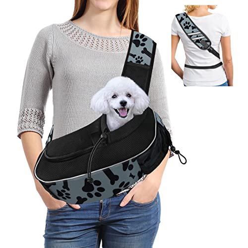 Image of Gloppie Dog Carriers for Small Dogs Hands Free Pet Carrier Mesh Travel Dog Sling Bag Comfortable Puppy Carrier for Dogs Below 10 lbs Cute Grey M