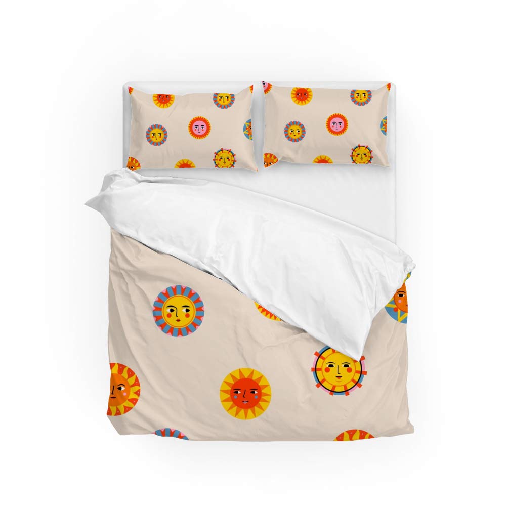 Housse de couette soleil en polyester pour illuminer votre décoration de chambre