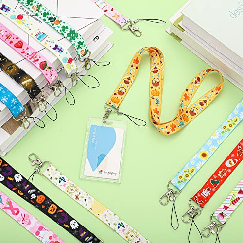 Kisston 20 Piece Seasonal Holiday Lanyards For Id Badges Flat Pass Lanyards With Stainless Swivel Hook Neck Multiuse Seasonal Id Tag Name Badge Lanyards For Keys Office School Cruise Gifts #TOP2