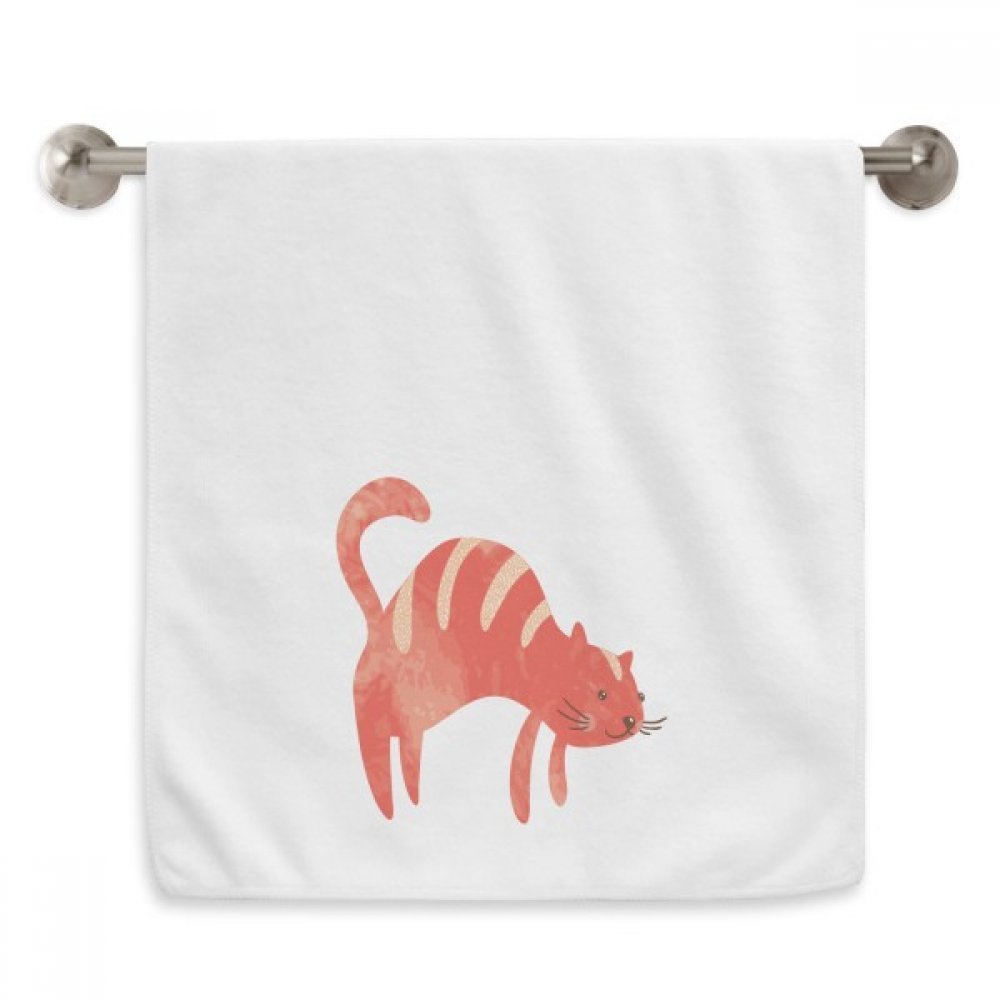 Serviette haut de gamme motif gros chat aquarelle et diadème tissu blanc