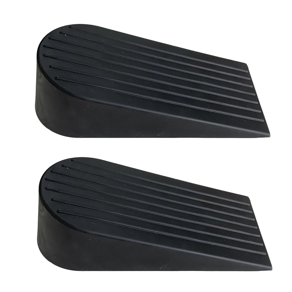 Extra Large Door Wedge, 2 Pack Rubber Door Stoppers, Durable Doorstop for Home Office Bedroom (Black)