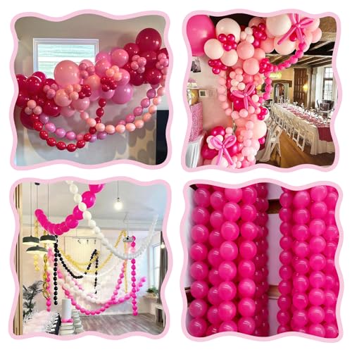 Image of Hot Pink Link Balloons,120Pcs 6Inch Hot Pink Latex Linking Balloons for Birthday Baby Shower Wedding Anniversary Party Decorations