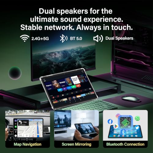 Image of Android 10 inch Tablet with Keyboard, Android 16, 24GB+256GB+2TB-Black Case