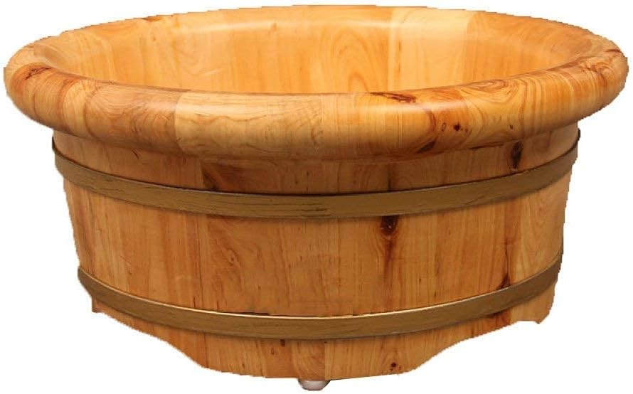 NoaLED Natural Wooden Footbath Bucket,Pedicure Basin Foot Bath Cypress Washbasin Small Basin Solid Wood Wash Shallow Mouth Basin Premium Bath Round Edge Gift Wooden Foot Basin lofty ambition hopeful