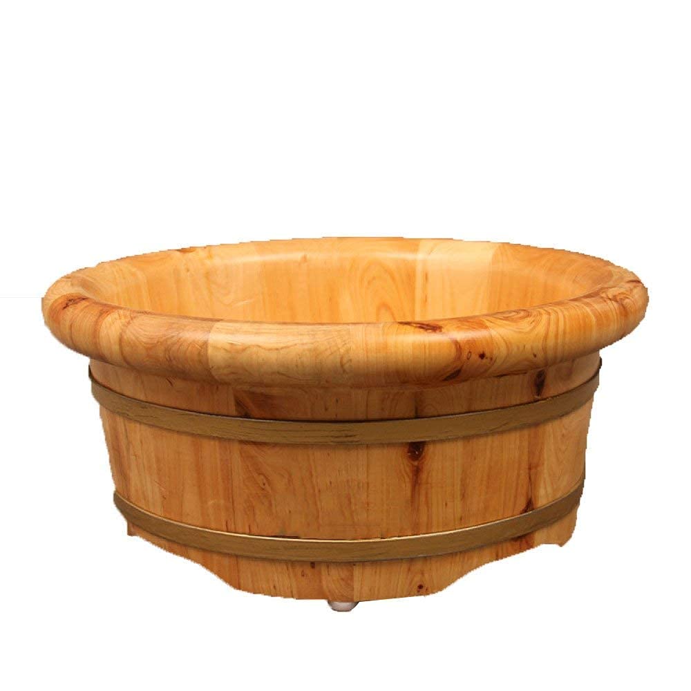 NoaLED Natural Wooden Footbath Bucket,Pedicure Basin Foot Bath Cypress Washbasin Small Basin Solid Wood Wash Shallow Mouth Basin Premium Bath Round Edge Gift Wooden Foot Basin lofty ambition hopeful