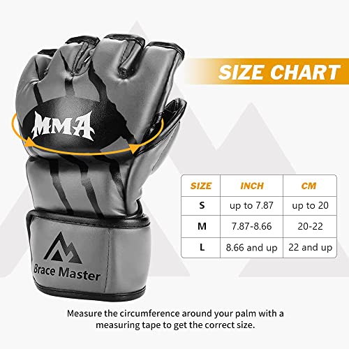 Brace Master Mma Gloves Ufc Gloves Boxing Gloves For Men Women Maya Hide Leather More Paddding Fingerless Punching Bag Gloves For Kickboxing, Sparring, Muay Thai And Heavy Bag (Medium, Gray) #TOP3