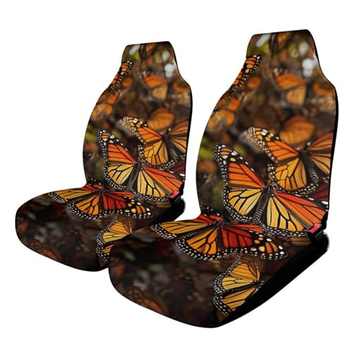 Housse de siège de voiture universelle anti-tache et confortable à motif papillons monarques