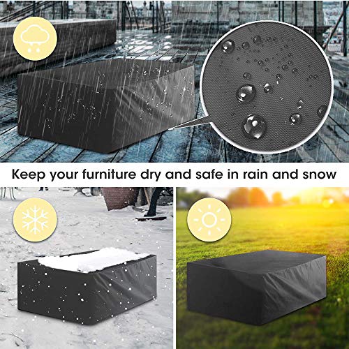 STARTWO Waterproof Outdoor Patio Furniture Cover, Resist to Dust UV Rain Snow, Sectional Furniture Covers Outdoor Table Chairs Set Cover Weather Protection 98x98x28 Inch - Thumbnail 5