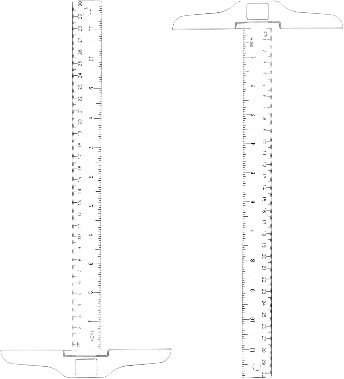 Hapy Shop 12 Inch/30 cm Junior T-Square 2 Pack Plastic Transparent Academic T-Ruler for Art Framing and Drafting