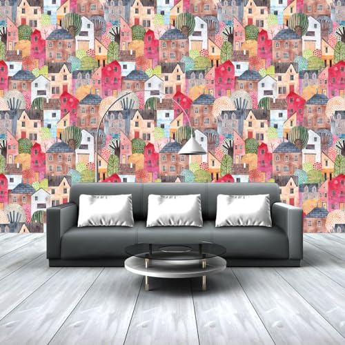 Image of Wallpaper Self Adhesive Wall Covering Earthy Floral Harmony in Blue, Brown, Yellow, and White on Dark Gray (41cm x 244cm)