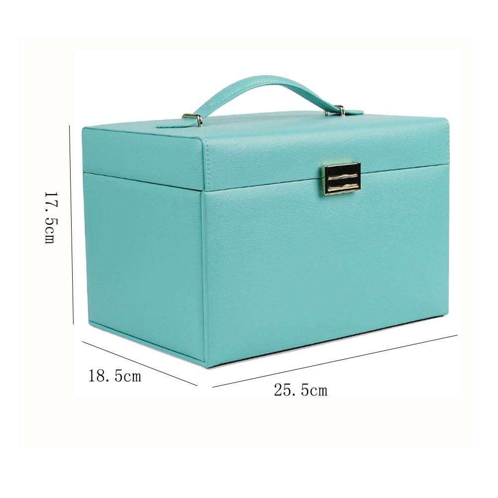 Joyero de Piel sintética con Forma de Vitrina, Gran Capacidad, clásico, Moderno, con Espejo, versátil, para Guardar Joyas, joyero para Mujer (Color: Verde)