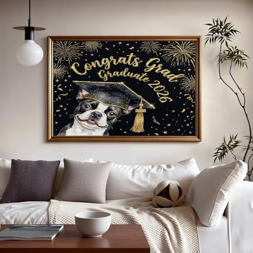 Rompecabezas de Boston Terrier clase de 2026, celebra tu éxito con este puzzle de madera 5