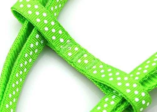 SMALLLEE_LUCKY_STORE 12"-18" Nylon Pet Dog Polka Dots Strap Harness Leash Set, Small, Green - Image 3
