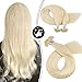 Moresoo Utip Hair Extensions Human Hair 16 Inch Keratin Hair Extensions Blonde Hair Extensions Colored #60 Platinum Blonde Pre Bonded Hair Extension 100% Human Natural Hair 50G/50S