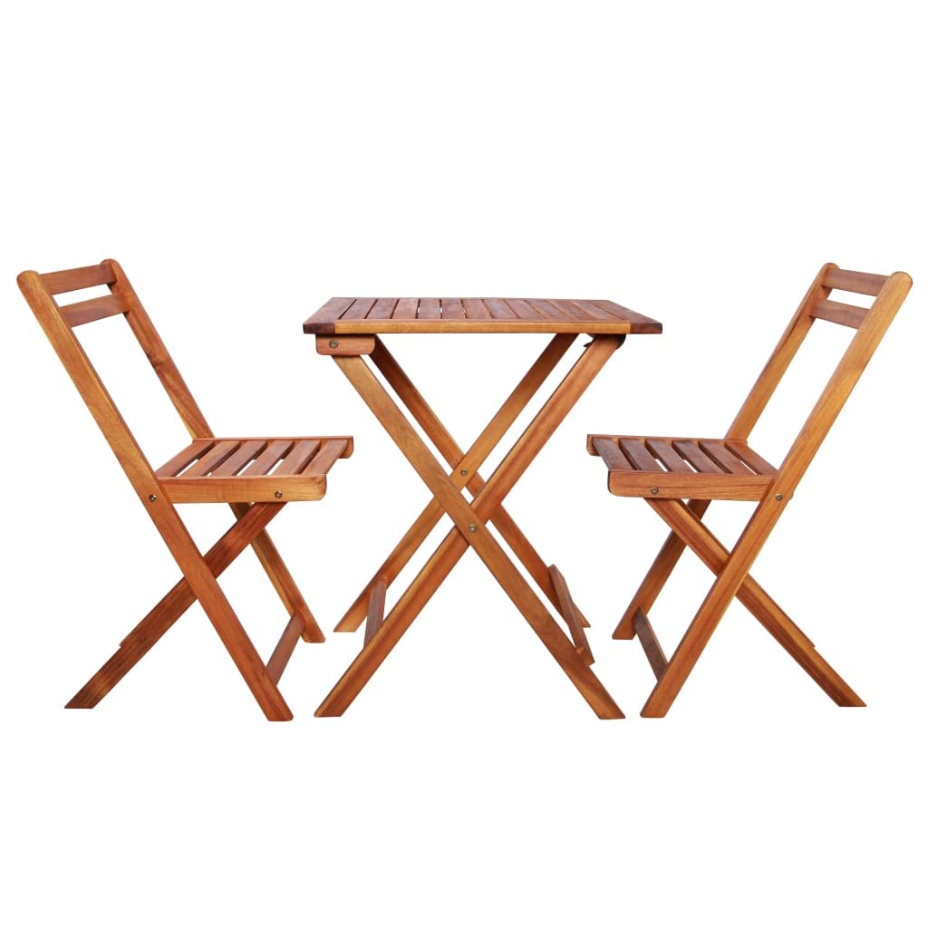 vidaXL Acacia Conjunto Jardín Plegable Madera Set Mesa 2 Sillas Muebles Patio