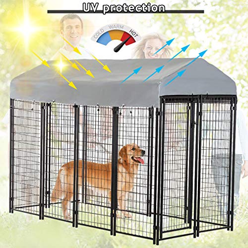 Large Dog Kennel Dog Crate Cage, Extra Large Welded Wire Pet Playpen with UV Protection Waterproof Cover and Roof… - Image 5