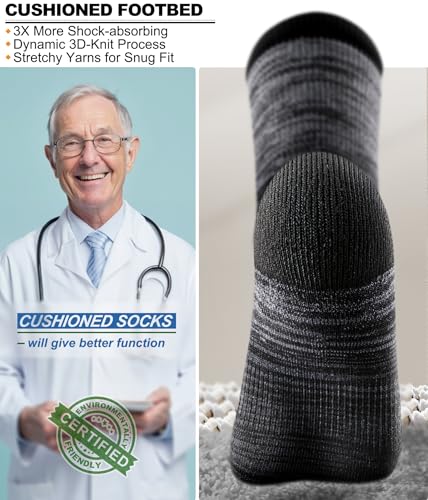 Image of BULLIANT Men 6-Pack Athletic Compression Crew Socks for Running Gym Sports