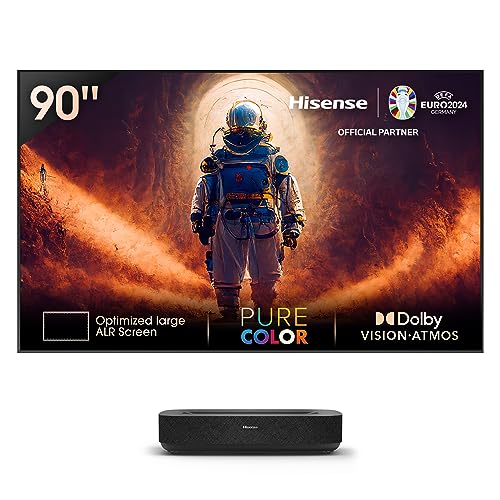 Hisense 90L5HD Daylight Screen (90 Zoll) Laser Projektor, inkl. 90" Panel, 4K, HDR10, VIDAA U6, Smart TV, Ultrakurzdistanz, Dolby Vision, Triple Tuner, Dolby Atmos, WiFi, schwarz