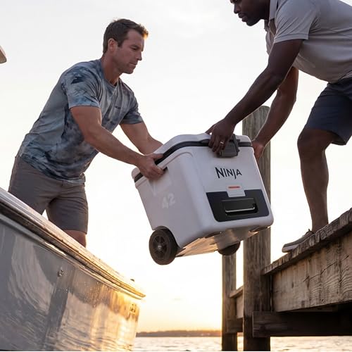Image of Ninja FrostVault 42qt Wheeled Cooler with Cold Dry Zone | Integrated Fridge-Temp Dry Storage Drawer | Premium Heavy-Duty Insulated Cooler | Keeps Ice Cold for Days | Luminous Blue | FB242CY