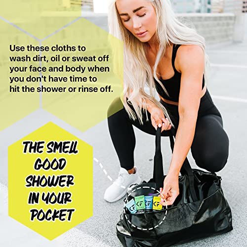 Image of The Klean Freak Body Wipes - 12 count Individually Wrapped | Showerless Body Wipe for Women & Men | Sustainable Bodywipes for Gym, Travel, Camping | Citrus