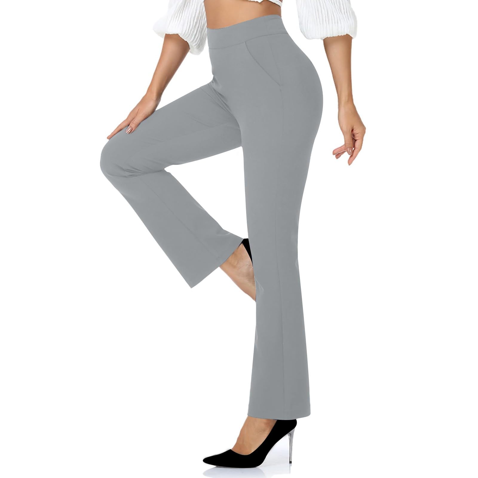 Women High Waisted Dress Pants Business Work Stretchy Bootcut Pants High Rise Active Workout Flare Pants Office Slack
