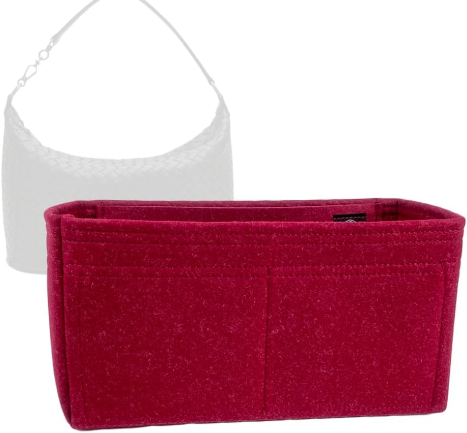 ズモーニ プレミアム ボッテガヴェネタ イントレチャート ショルダーバッグ S (バッグ長さ: 25cm) – プレミアムフェルト巾着ハンドバッグ (ハンドメイド/25色展開) [Purse Organizer, Liner, Insert, Shaper] (キャンディーピンク)