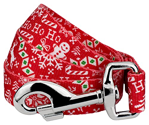 Country Brook Petz - Ho Ho Ho Dog Leash - Christmas Collection Featuring Festive Designs (6 Foot, 1 Inch Wide)