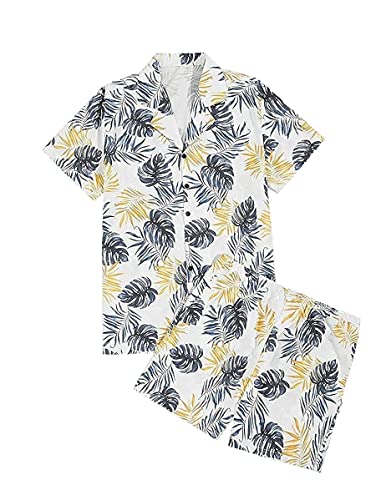 Image of Men's Poly Lycra Digital Printed Shirts with Pajama Shorts Night Suit Set