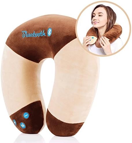Bluetooth Music Foam Travel Neck Pillow — The Best Home Relaxing Music Memory Pillow for ASMR, Airplane,Driving,Office Napping (included Carry Bag)