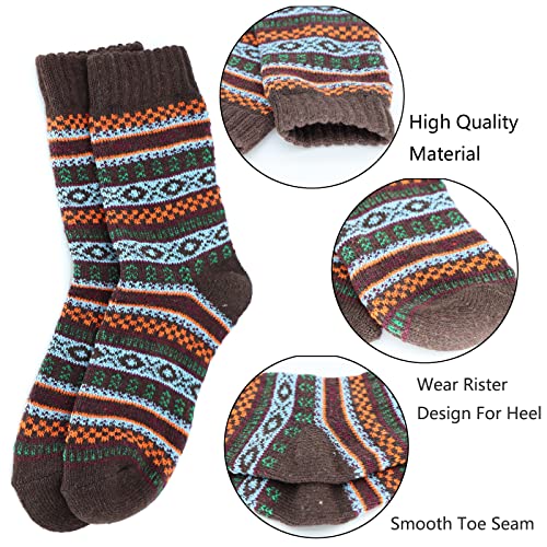 YZKKE 5Pairs Men Wool Socks Thick Thermal Hiking Winter Warm Boot Heavy Soft Cozy Socks for Cold Weather3