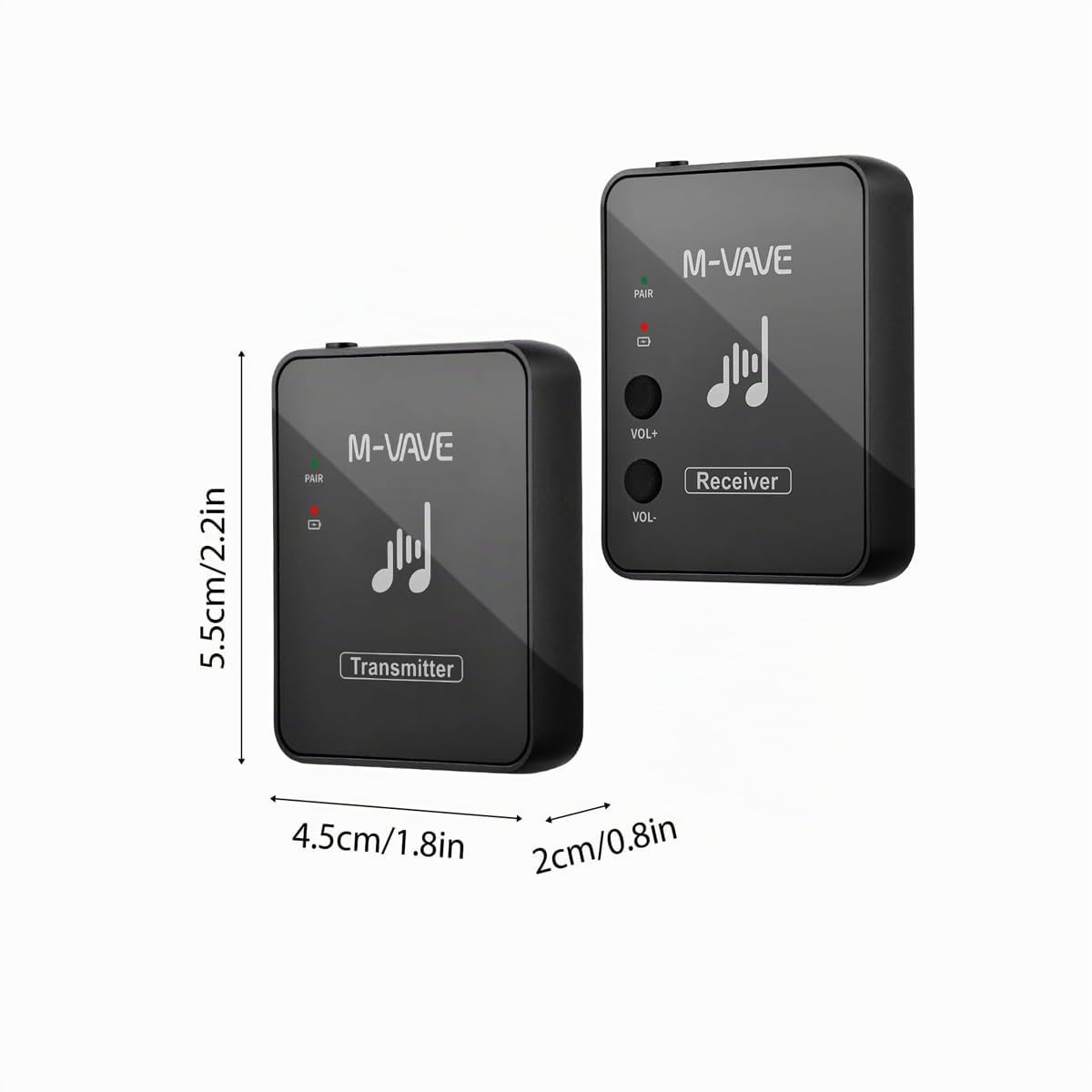 M-Vave WP9 - sistema di monitoraggio in-ear wireless, trasmettitore e ricevitore da 2,4 GHz, design a clip, ricaricabile tramite USB, nero