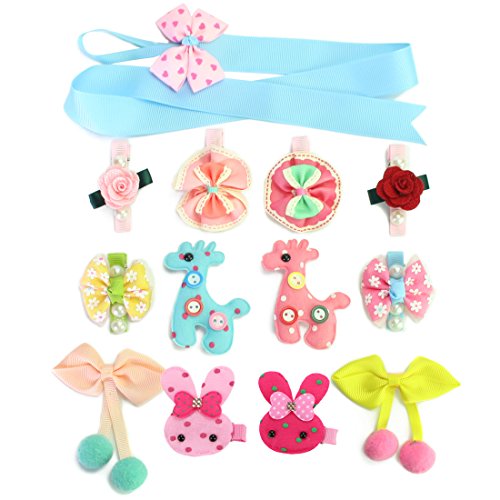 kilofly Pretty Girl Colorful Mix Hair Clips Value Pack [Set of 12 + Clip Holder]