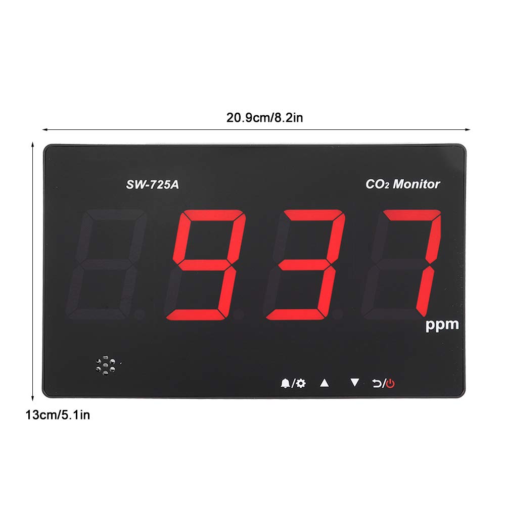 Kohlendioxid Detektor, Großer LCD Bildschirm, Wandmontierter Luftqualitätsmonitor mit 3,5 Mm Steckerloch, Hochpräziser CO2 Monitor für Familien, Labore, Büros, Hotels