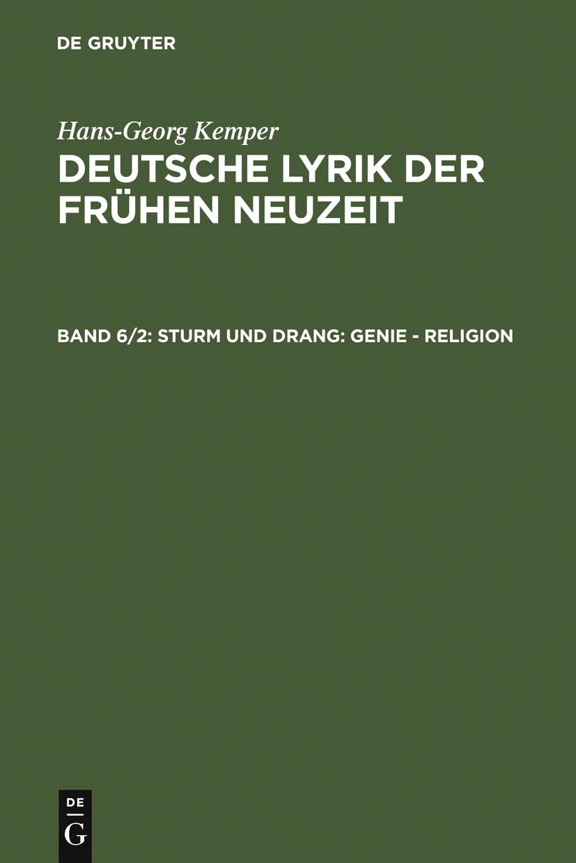 Sturm und Drang Genie Religion Kemper, Amazon.de Bücher