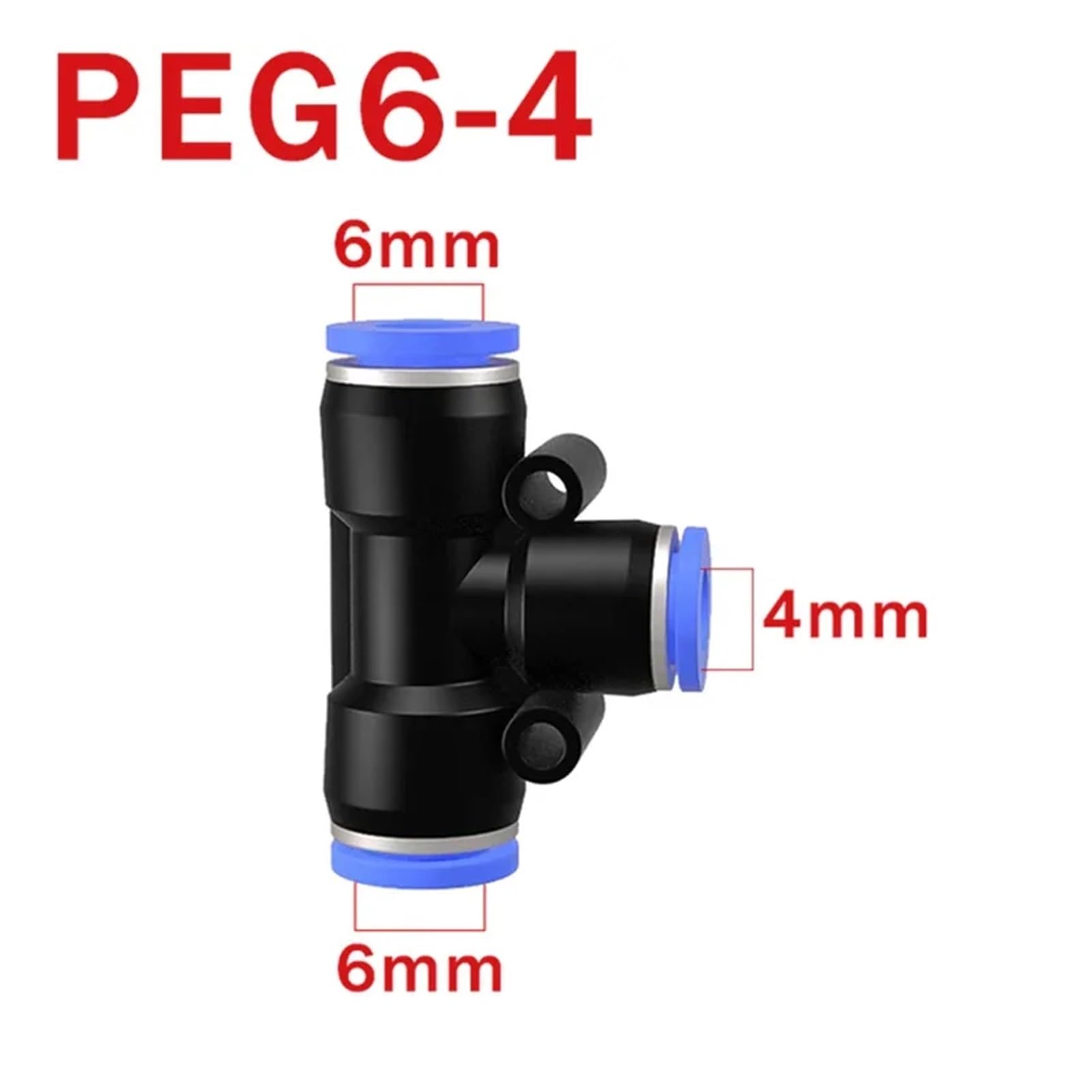 Conector neumático de aire PE PEG de 50/100/500 piezas, reductor de te de ajuste rápido, conector de manguera de tubo de plástico en forma de T de 3 vías, 4/6/8/10/12 mm(PEG 6-4,500 PCS)