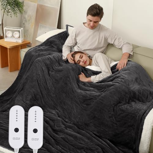 ESTINGO Electric Blanket King, Heated Blanket King Size Dual Control with 5 Heating Levels...
