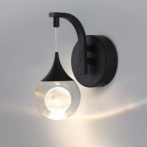 Lámparas de pared modernas, apliques de pared de cristal de luna para interiores, luces LED de pared regulables de 5 W para dormitorio, mesita de