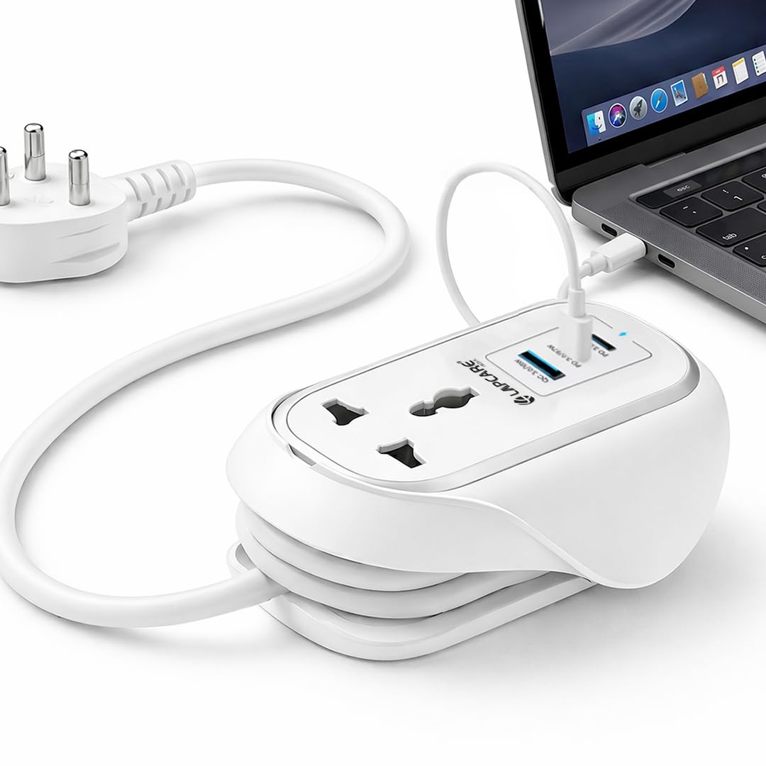 LAPCARE Grip 5-in-1 Desktop Power Strip with 67W GaN Fast Charging, 2 Universal 3 Pin Socket, 2 Type-C PD Ports, 1 USB-A Port, Surge Protection, Fire-Resistant, Compact Power Hub for Home & Office-image-34