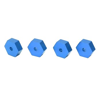 4Pcs 12mm Wheel Hex Hub Drive Adapter Aluminum Alloy RC Accessory for LaTrax 1/18 RC Car (Blue)