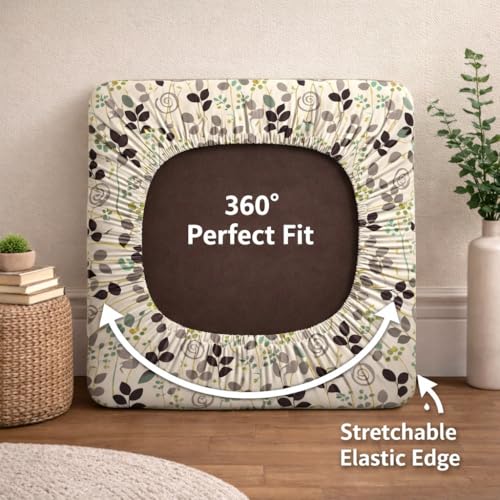 Image of STITCHNEST 'Contour Fit Series' Stretchable Printed Wooden Sofa Cover (Pack of 6) - Elastic Wooden Chair Cover | Wooden Sofa Seat Cover | Size - 20-21 x 20-21 x 3-5 in
