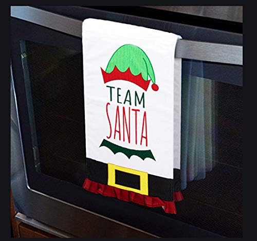 JOYIN 6 PCS Elf Apron Christmas Kitchen Linens Accessories Set – Christmas Elf Apron, Hat, Cooking Chef Towel, Oven Mitts, Potholder, for Unisex Christmas Party Costume Supplies