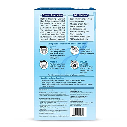 HipHop Skincare Charcoal Nose Strips Men Blackhead Remover (6 Strips) - Image 2