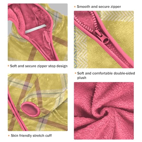 GuoChe Argyle Plaid Yellow Hooded Fleece Jacket Baby3