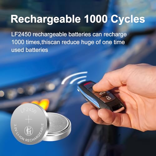 image for kunying 5 Pack Rechargeable CR2450 Batteries Replacement, LF2450 3v Li