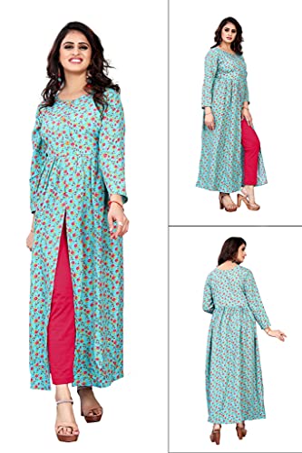 Image of H.E HAMZA ENTERPRISER Printed Crepe Material Brown Western Dress For Women