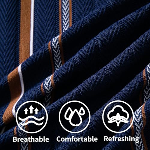 Camisa de tejido a rayas para hombre, manga corta, con botones, estilo casual miniatura 6