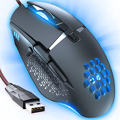 Image of CYD C309 Wired Gaming Mouse, RGB Gaming Mouse with Side Buttons, High-Precision Adjustable 12800 DPI, Adjustable Weights, 6 Programmable Buttons, Gaming Mice Ergonomic Computer Mouse (C303-12800 DPI)